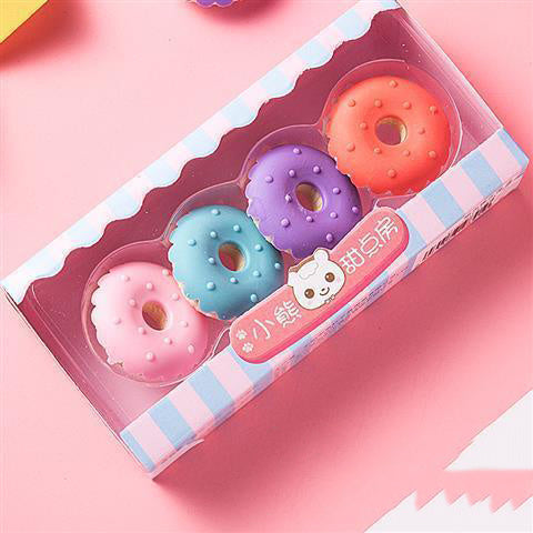 Student Rubber Ice Cream Cake Eraser Set Hamburger Cartoon Eraser Sassafras Stationery Gifts