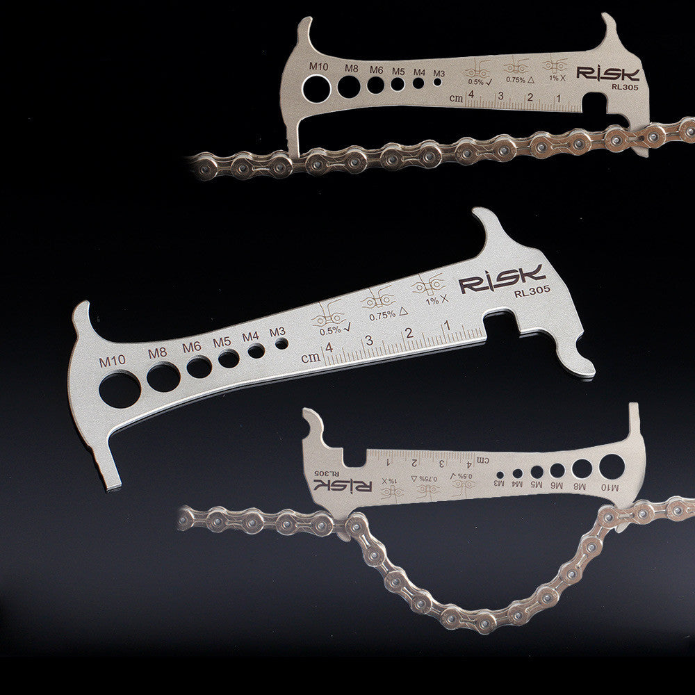 Risk Stainless Steel Go No-go Bike  3 In 1 Chain Checker Bike Road Bicycle Chain Wear Loss Indicator Checker W Chain Hook