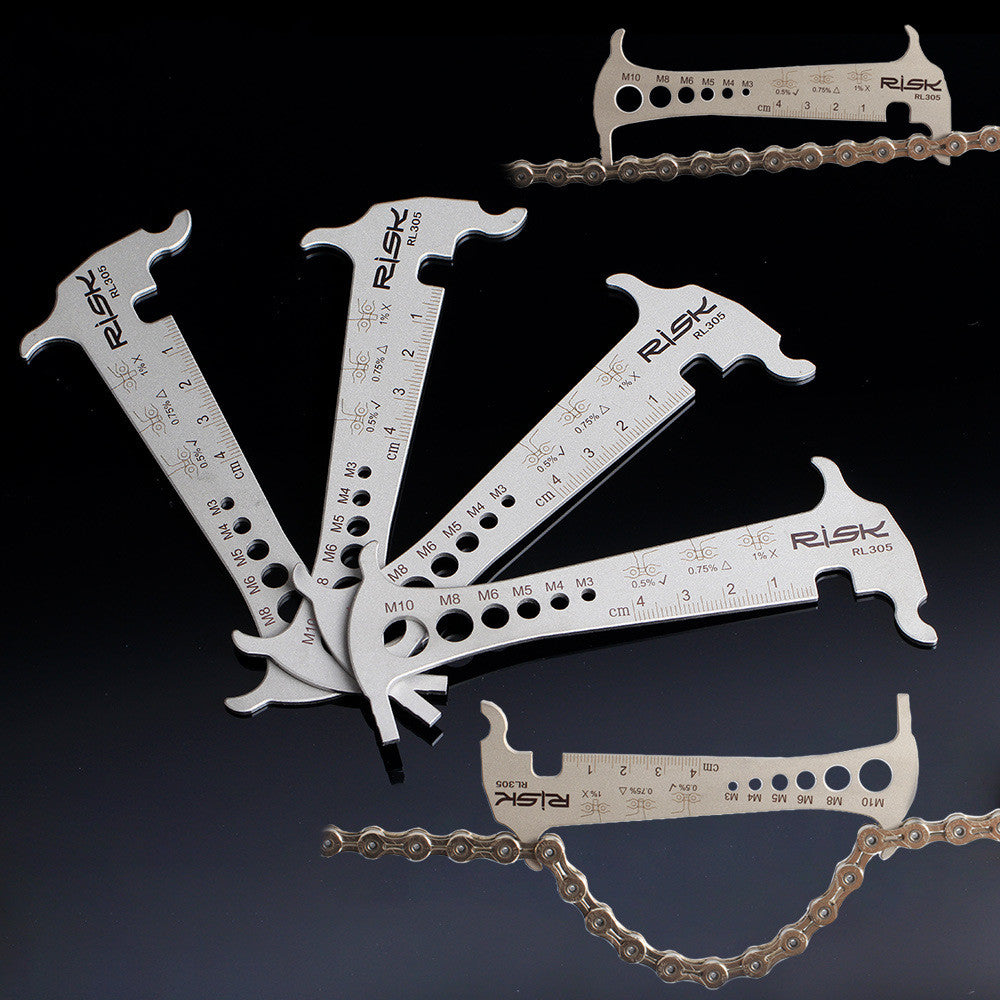 Risk Stainless Steel Go No-go Bike  3 In 1 Chain Checker Bike Road Bicycle Chain Wear Loss Indicator Checker W Chain Hook