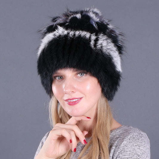 Winter Fur Rabbit Fur Hat Female Winter Warm Ear Protection Wool