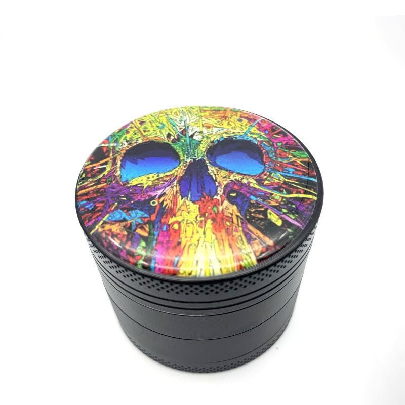 Herbal Skull Pattern Cigarette Grinder Aluminum