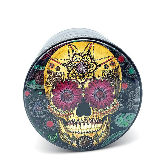 Herbal Skull Pattern Cigarette Grinder Aluminum