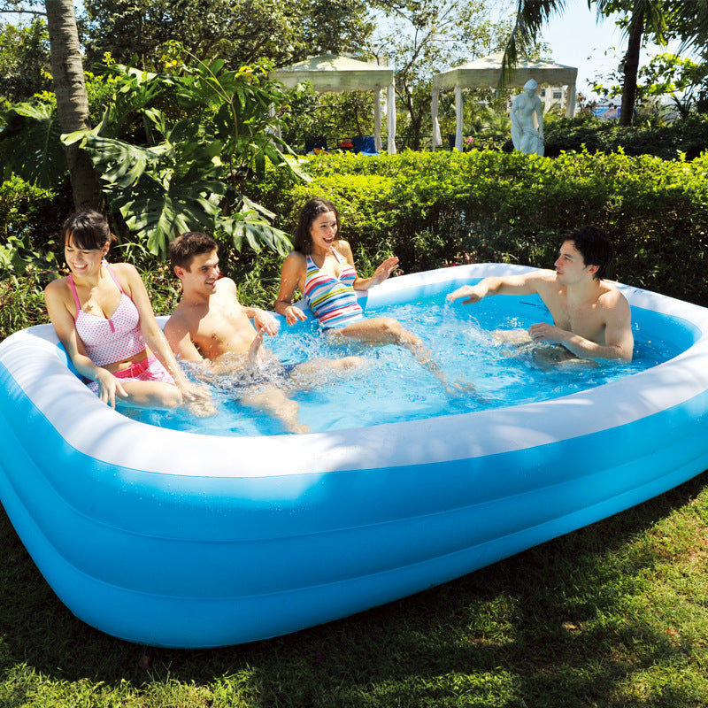 Children's Swimming Pool, Blue And White To Enlarge, Large Paddling Pool, Inflatable Ocean Ball Pool In Summer