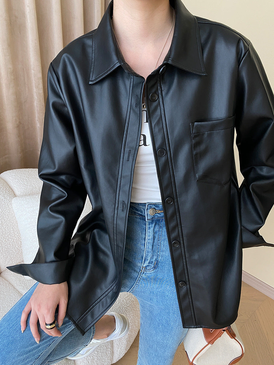 Women's Autumn Loose Leather Coat