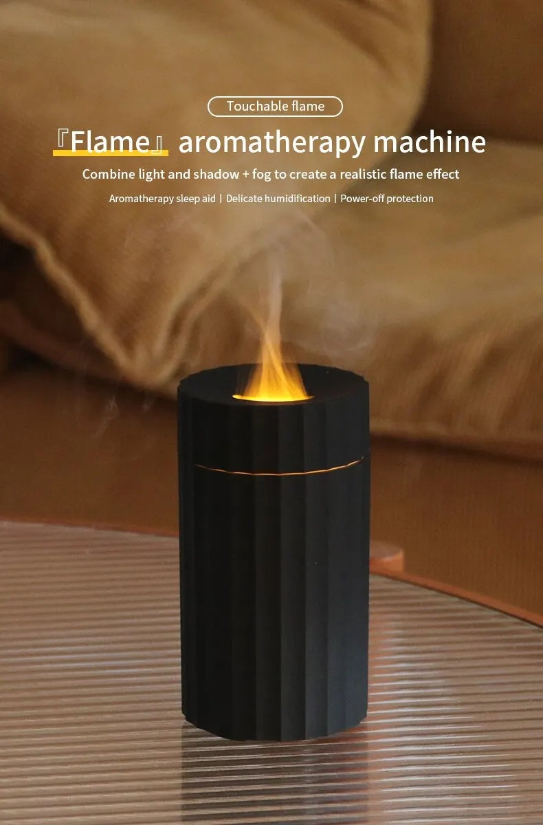 Air Humidifier With Flame Effect Essential Oil Diffuser Quiet Aroma Diffuser Home Fragrances Car Refresh