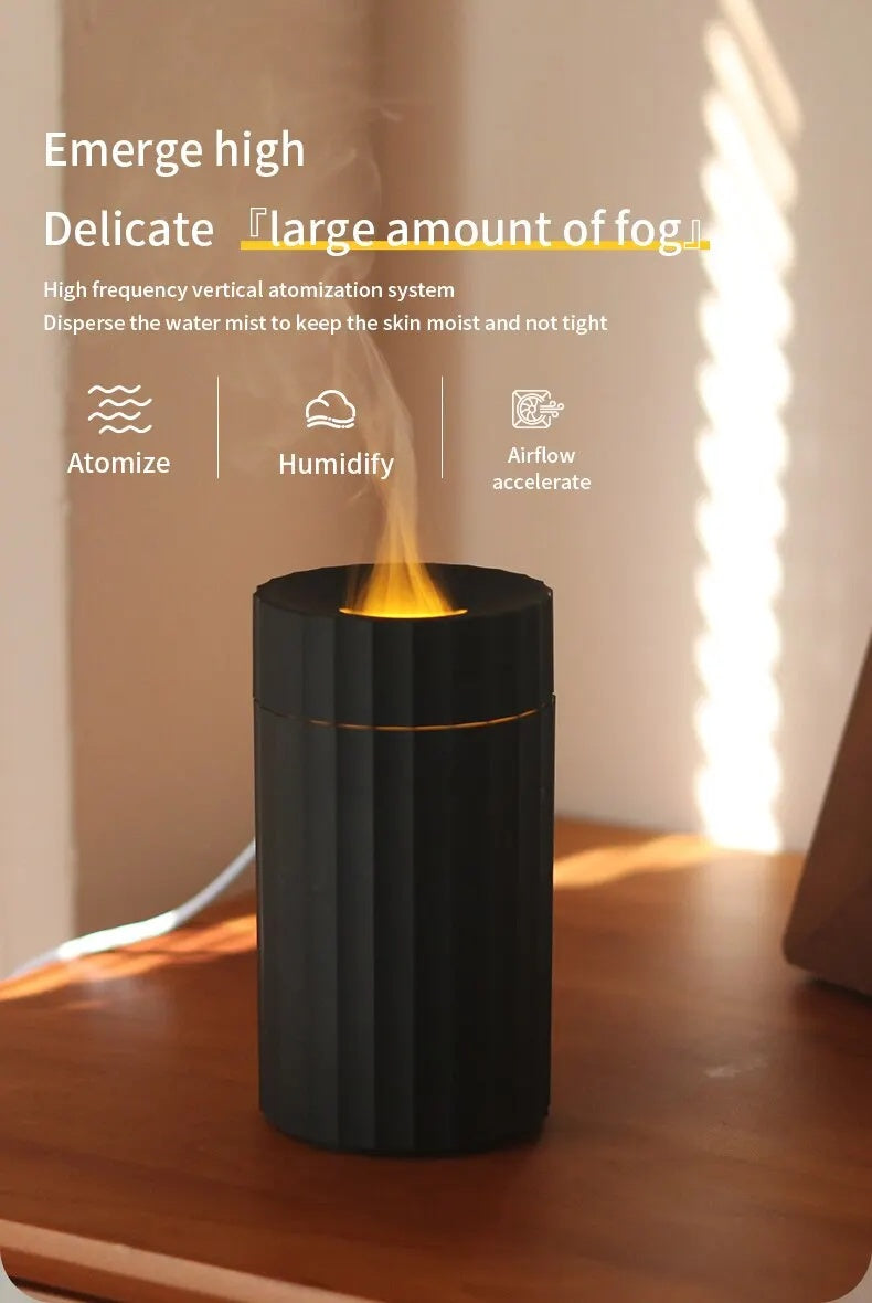 Air Humidifier With Flame Effect Essential Oil Diffuser Quiet Aroma Diffuser Home Fragrances Car Refresh