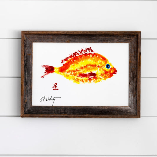 Coastal Art Yellow Red Scup Fish Ocean Artist Inspired
