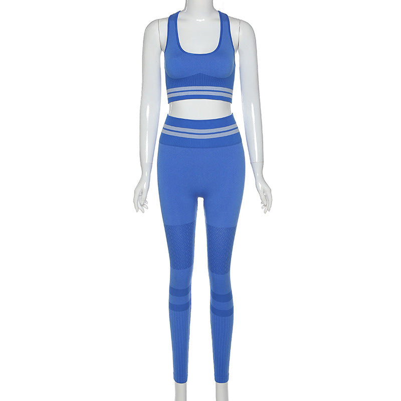 Seamless knitted yoga exercise fitness suit