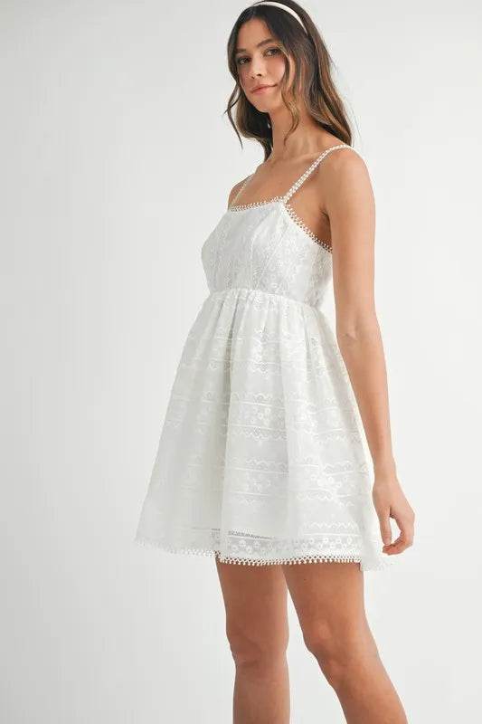 MABLE Eyelet Lace Babydoll Mini Cami Dress