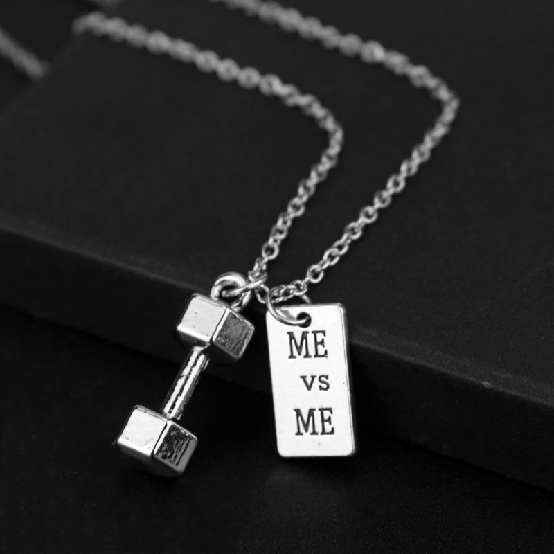 Fitness exercise weightlifting dumbbell necklace