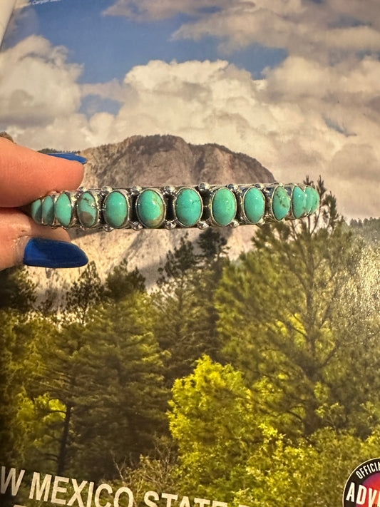 Beautiful Handmade Turquoise Sterling Silver Bangle By Dan Dodson lighter tones