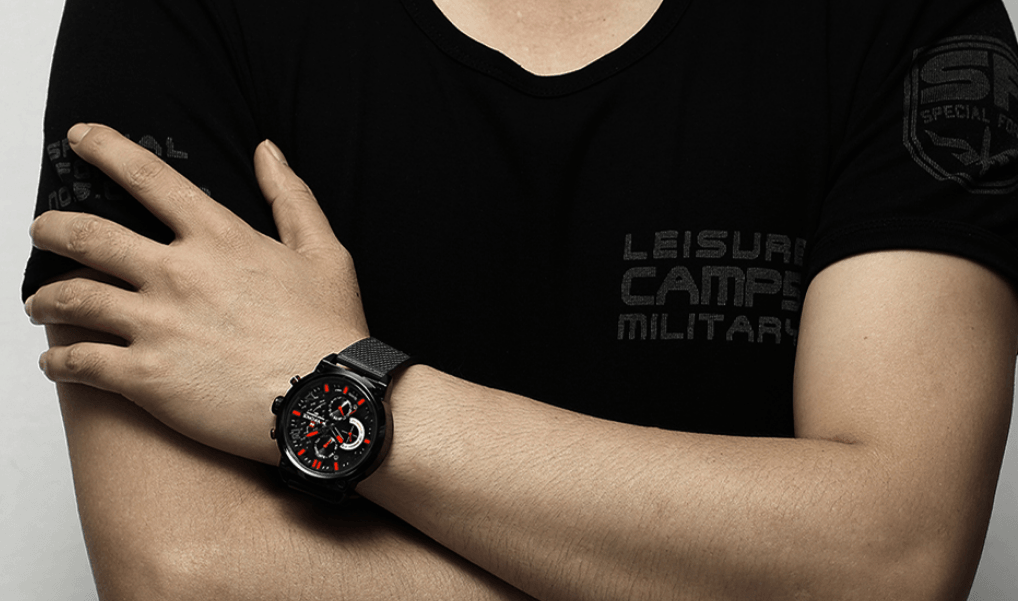 Men's Multifunction Analog Quartz Watches Waterproof Wrist Watch With Stainless Steel Mesh Band Excellent Design Perfect Gift