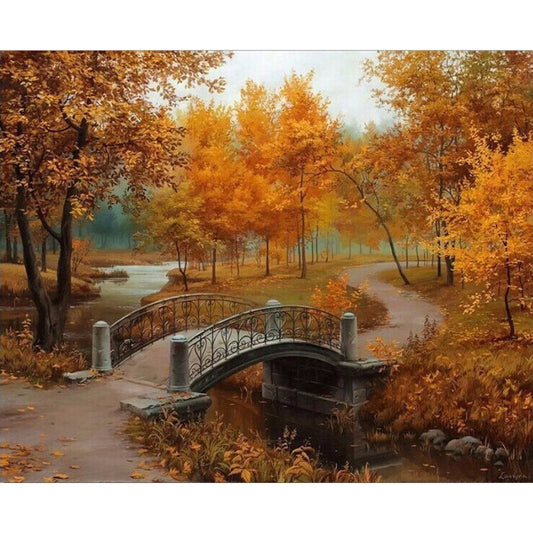 Painting by numbers - autumn bridge