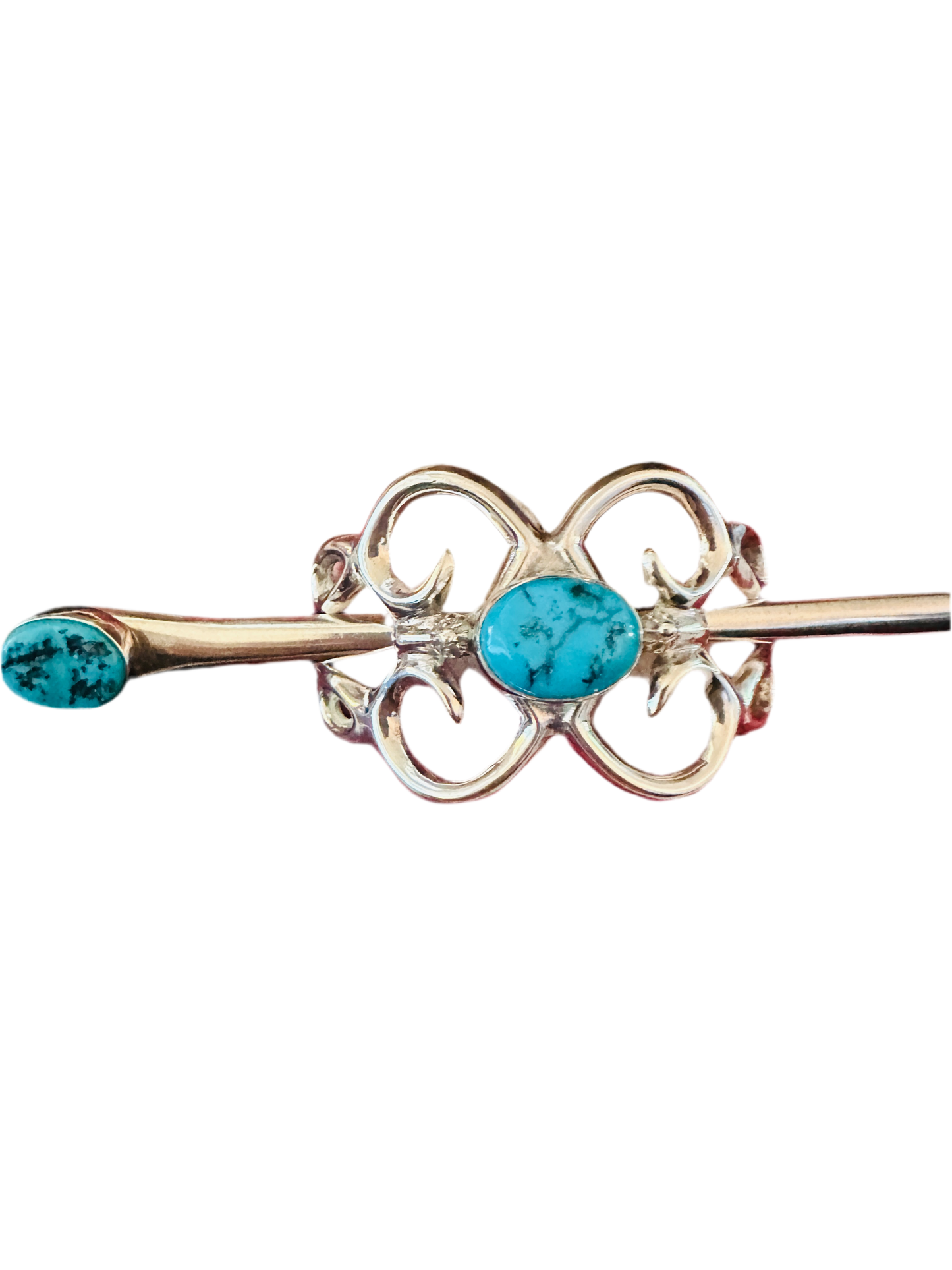 Old Pawn Turquoise & Sterling Silver Hair Pin