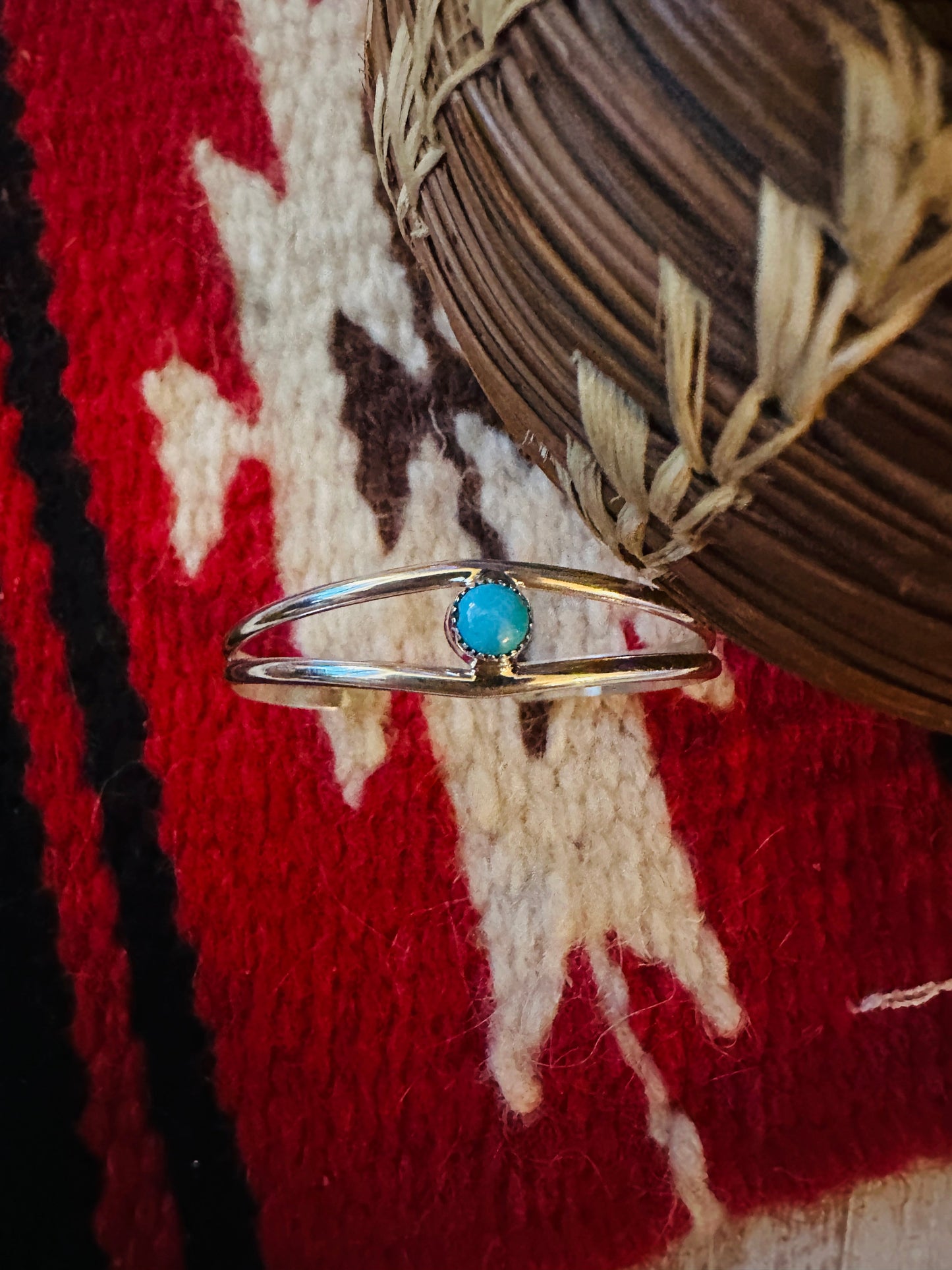 Handcrafted Sterling Silver & Turquoise Baby Cuff Bracelet /