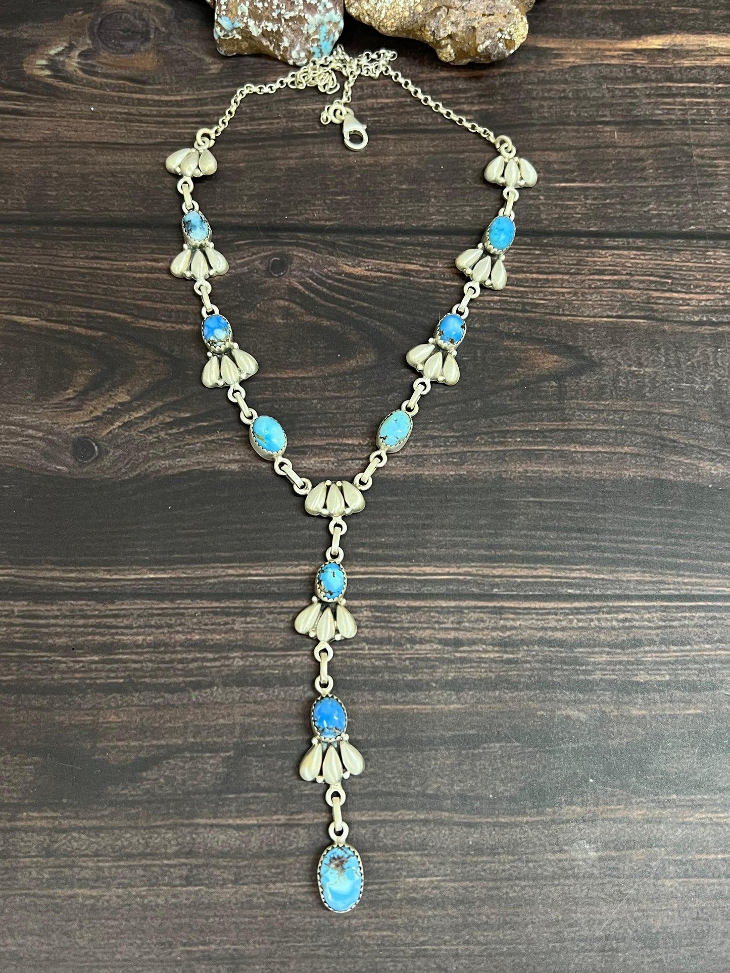 "Ball Collection" Handmade Sterling Silver Golden Hills Turquoise Necklace with Signed Nizhoni