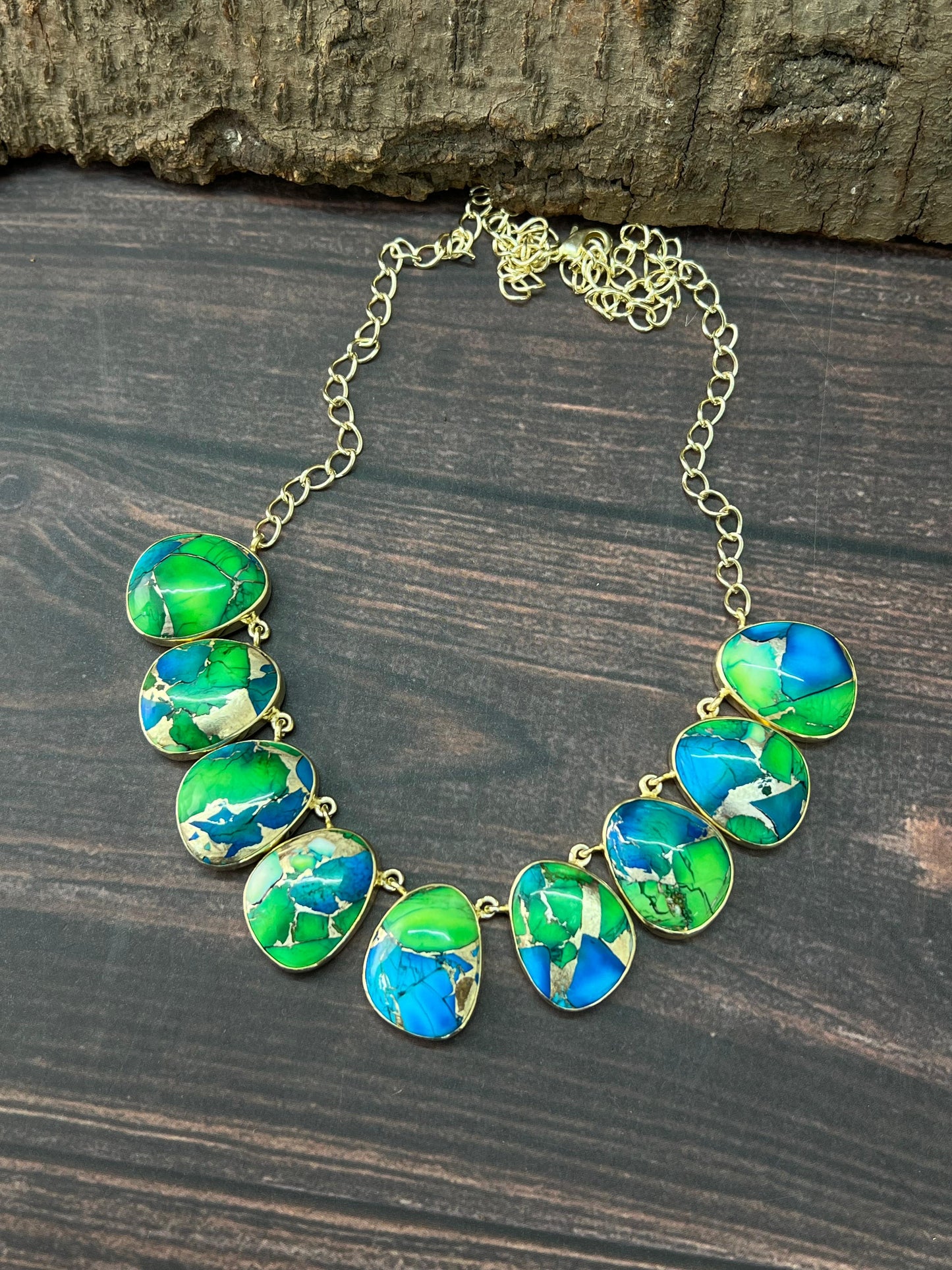 "THE GOLDEN COLLECTION" Handmade Natural Peacock Dahlia Gold Plated Necklace