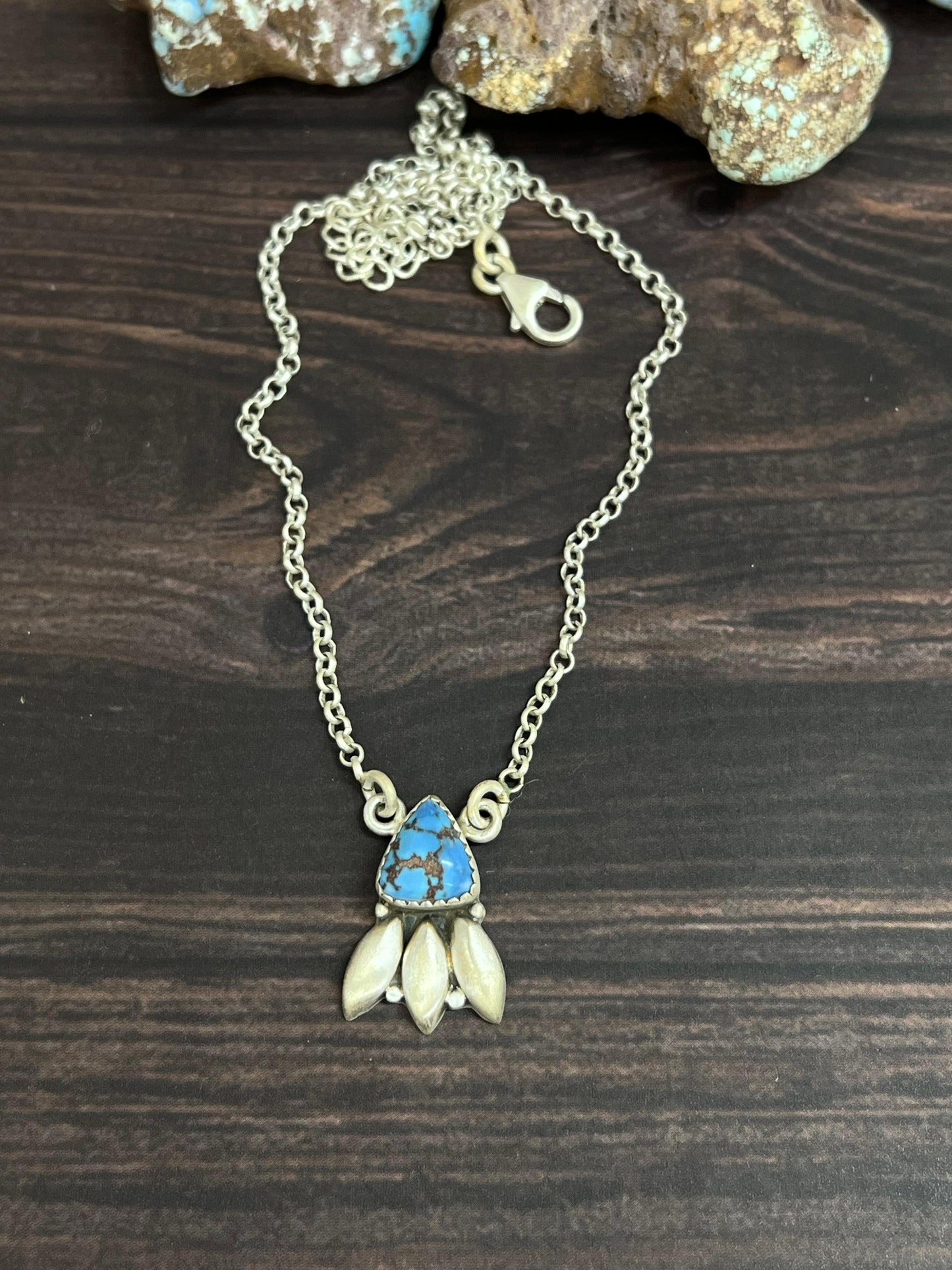 "Ball Collection" Handmade Sterling Silver Golden Hills Turquoise Necklace with Signed Nizhoni