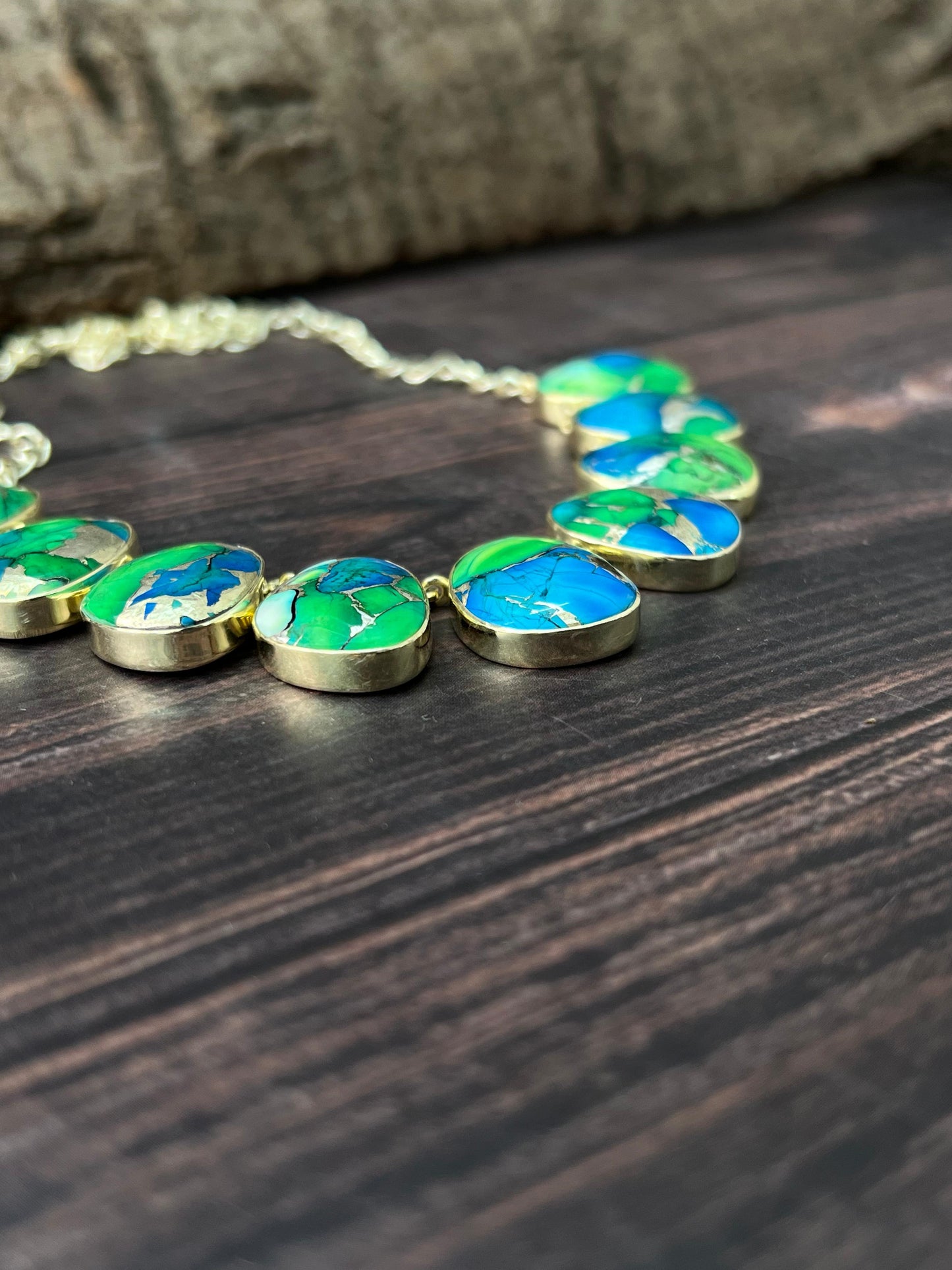 "THE GOLDEN COLLECTION" Handmade Natural Peacock Dahlia Gold Plated Necklace