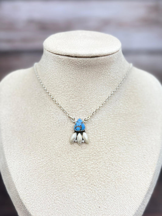 "Ball Collection" Handmade Sterling Silver Golden Hills Turquoise Necklace with Signed Nizhoni