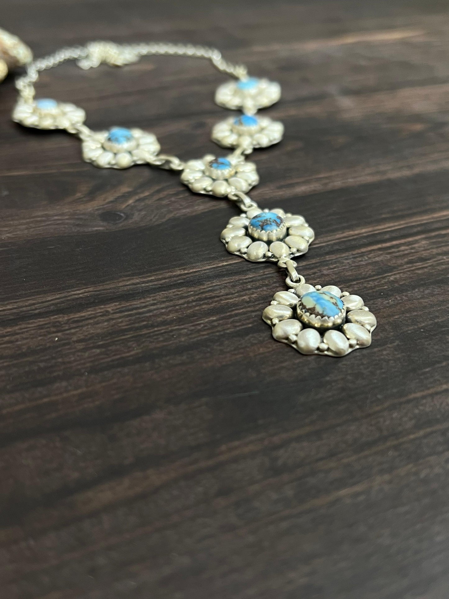 "Ball Collection" Handmade Sterling Silver Golden Hills Turquoise Necklace with Signed Nizhoni