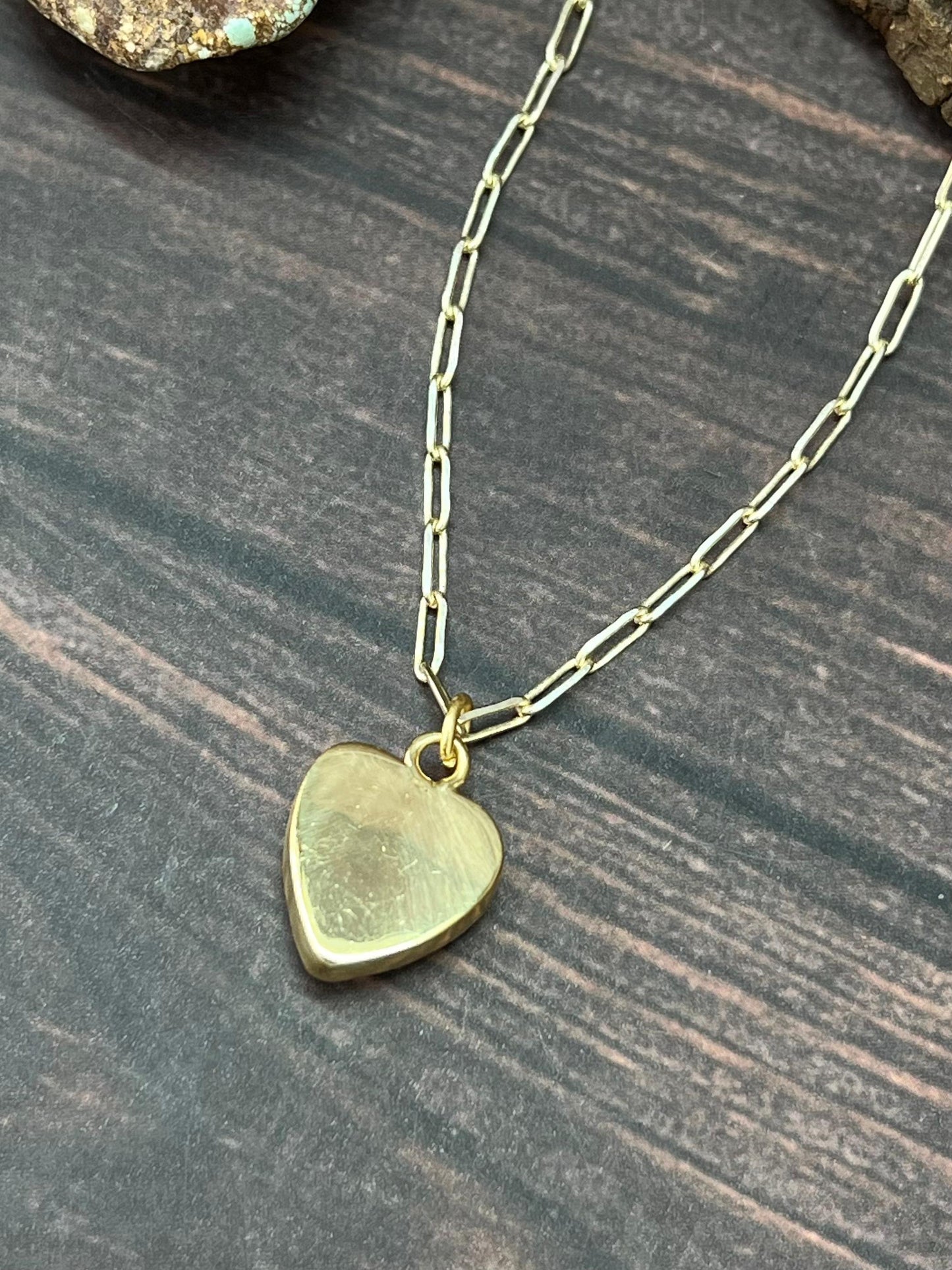 "THE GOLDEN COLLECTION" Handmade Natural Golden Hills Turquoise Heart Gold Plated Necklace