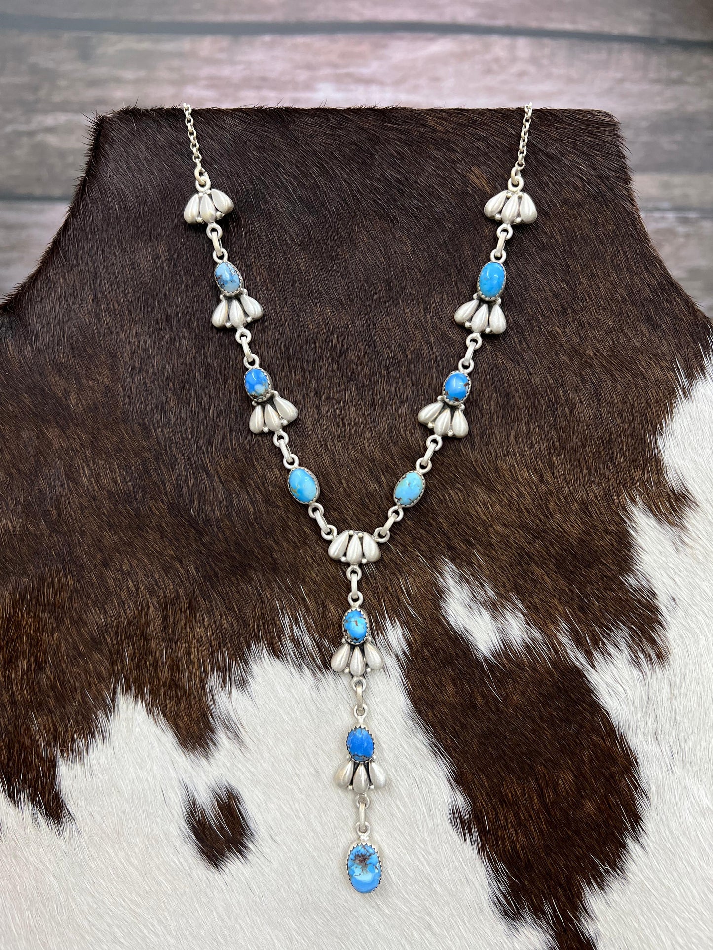 "Ball Collection" Handmade Sterling Silver Golden Hills Turquoise Necklace with Signed Nizhoni