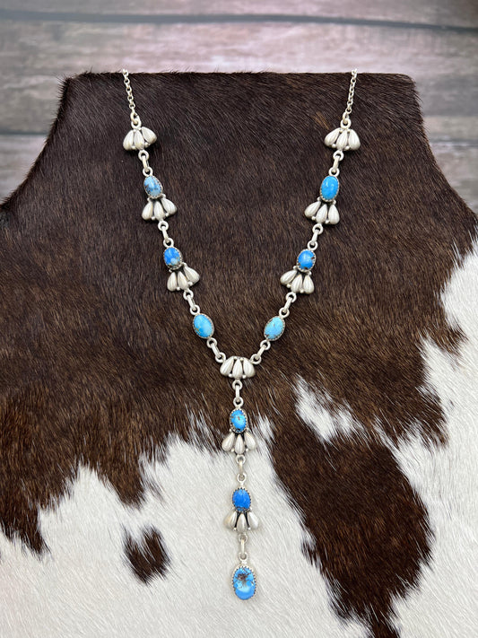 "Ball Collection" Handmade Sterling Silver Golden Hills Turquoise Necklace with Signed Nizhoni