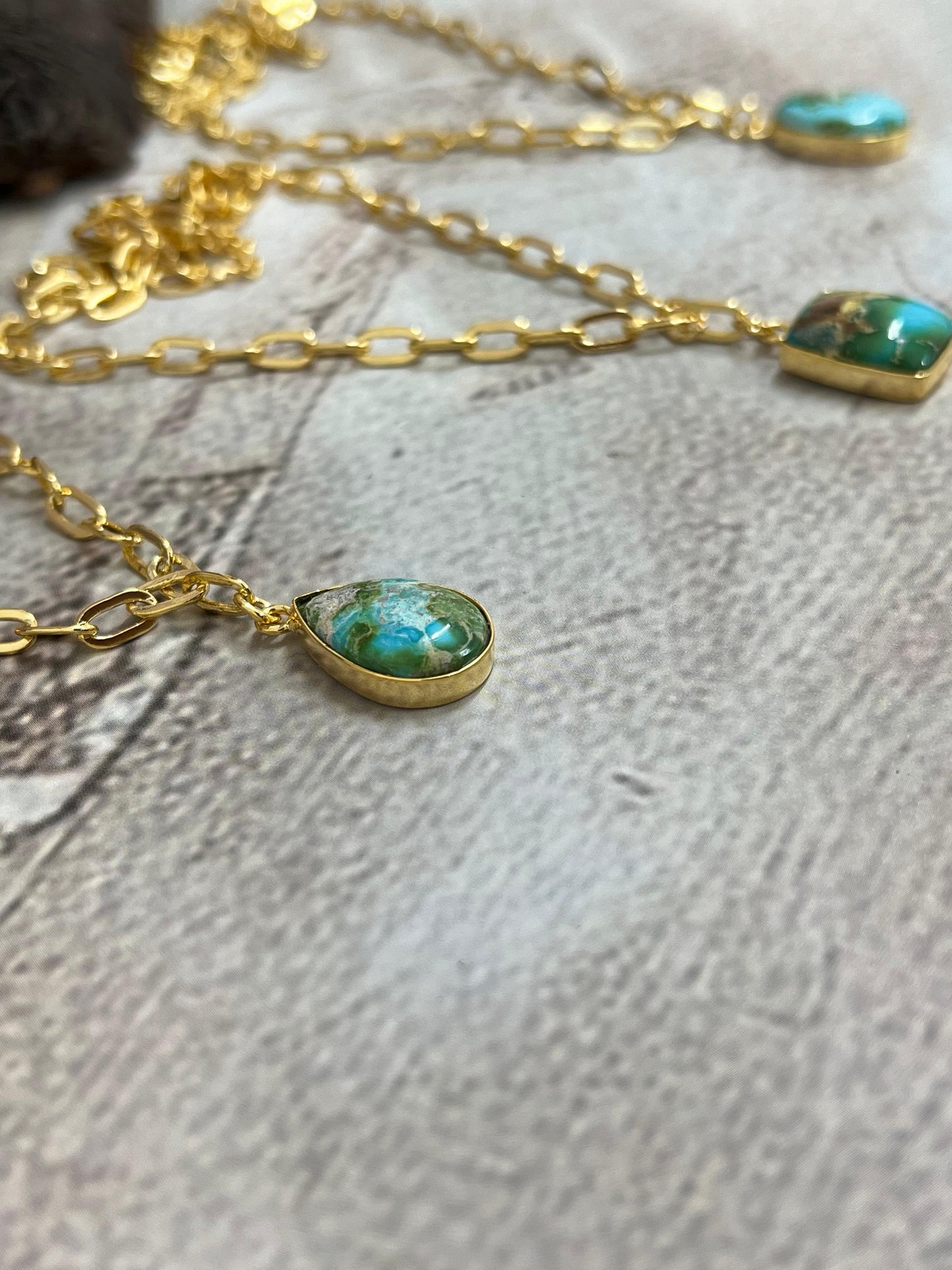 “The Golden Collection” Handmade Natural Sonoran Mountain Turquoise Necklace