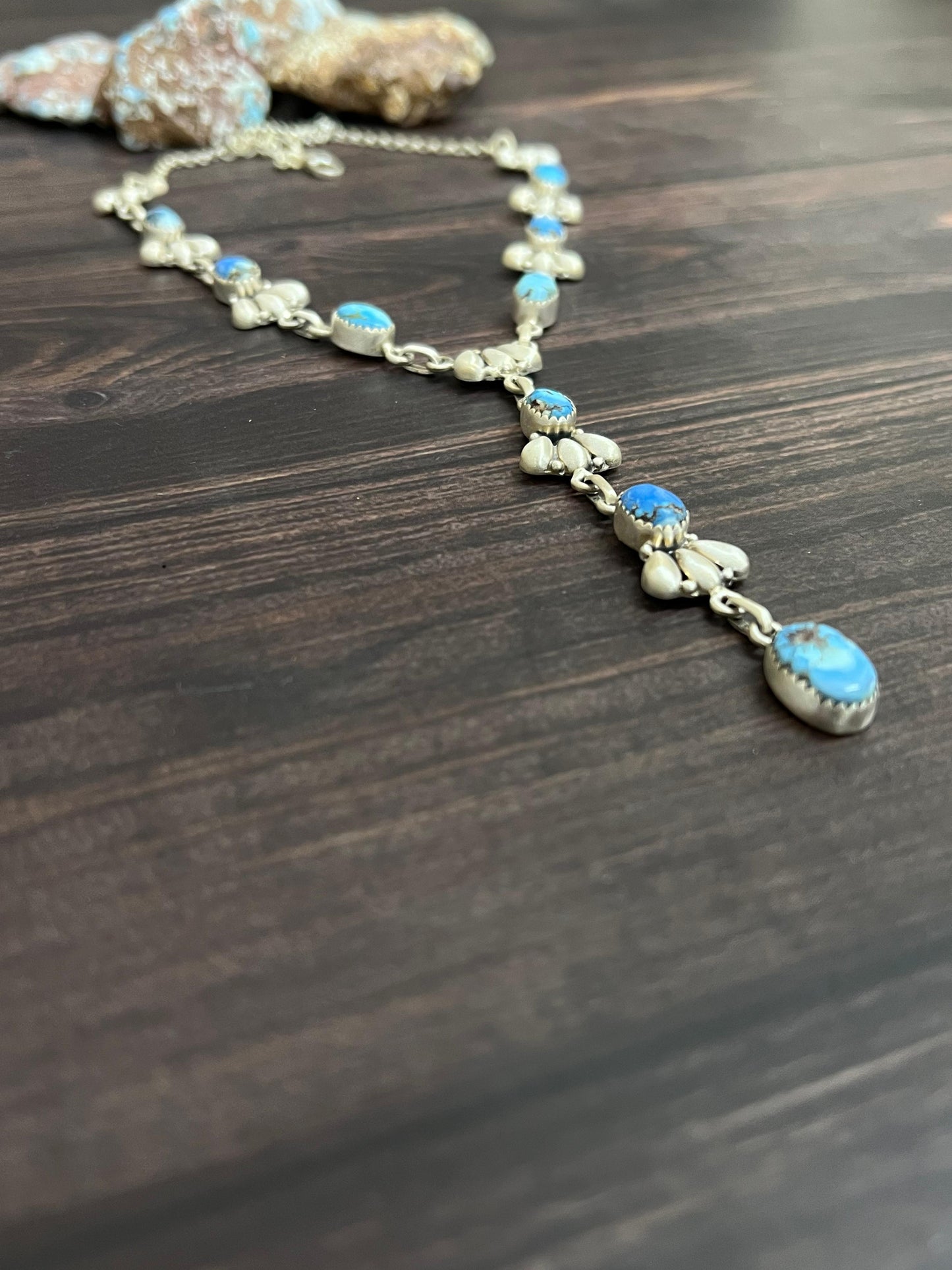 "Ball Collection" Handmade Sterling Silver Golden Hills Turquoise Necklace with Signed Nizhoni