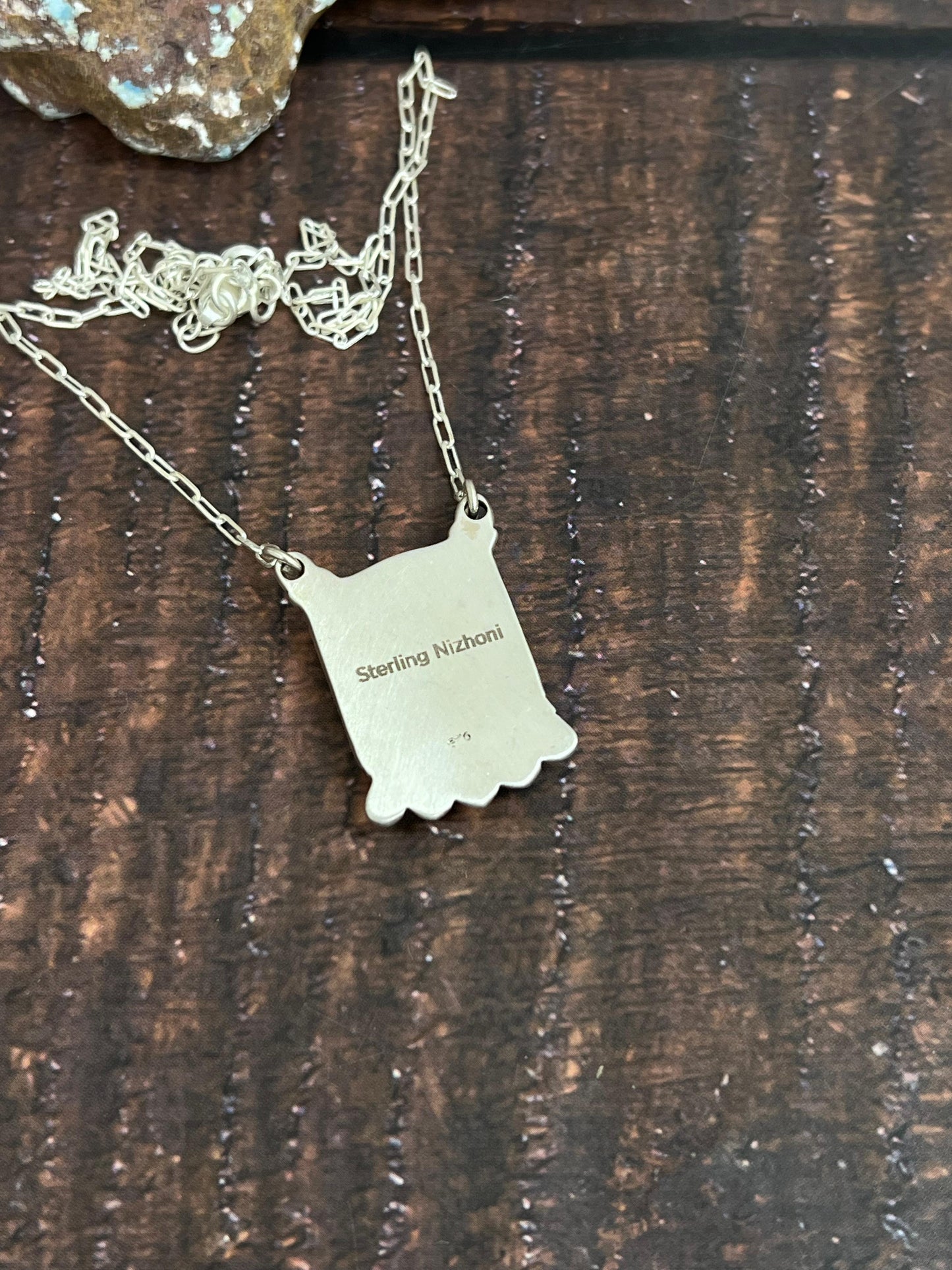 Handmade Sterling Silver Kelly Green Dahlia Necklace with Signed Nizhoni