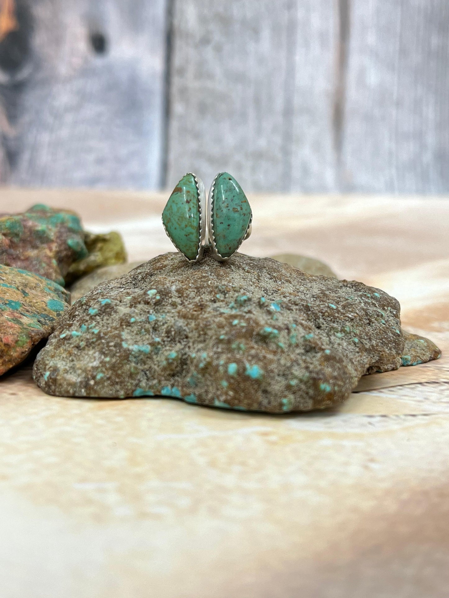 Handmade Sterling Silver Royston Turquoise Adjustable Ring with Signed Nizhoni (5)