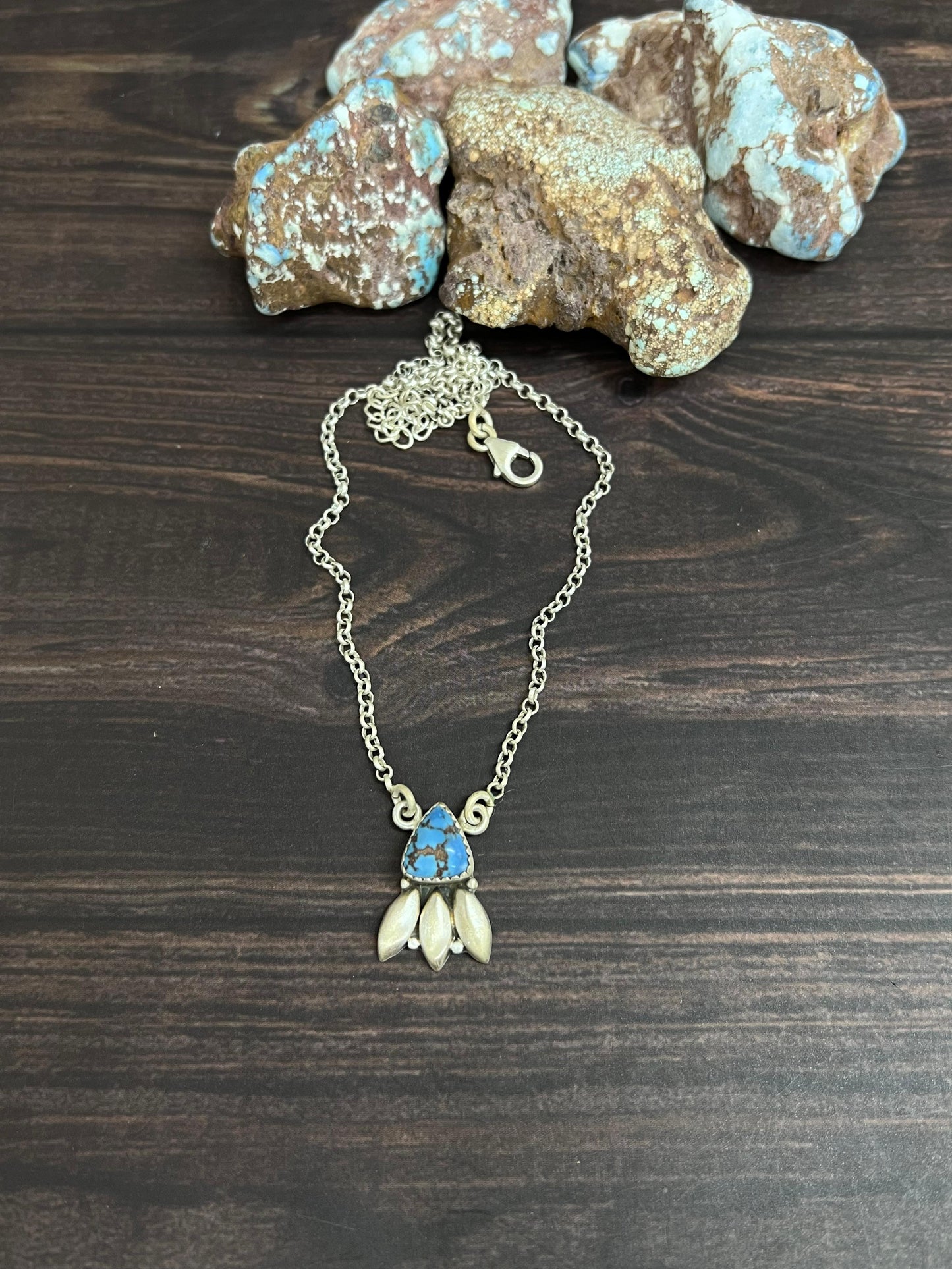 "Ball Collection" Handmade Sterling Silver Golden Hills Turquoise Necklace with Signed Nizhoni