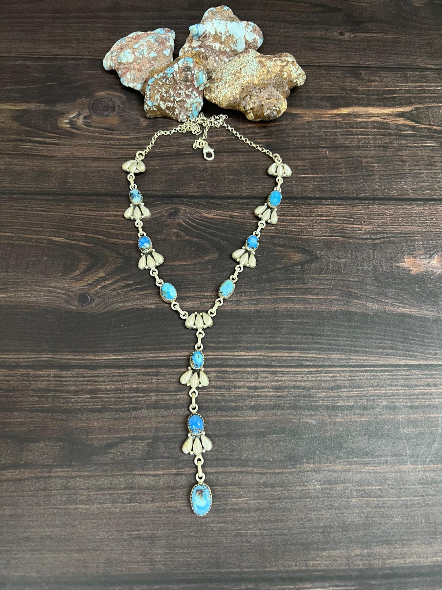 "Ball Collection" Handmade Sterling Silver Golden Hills Turquoise Necklace with Signed Nizhoni