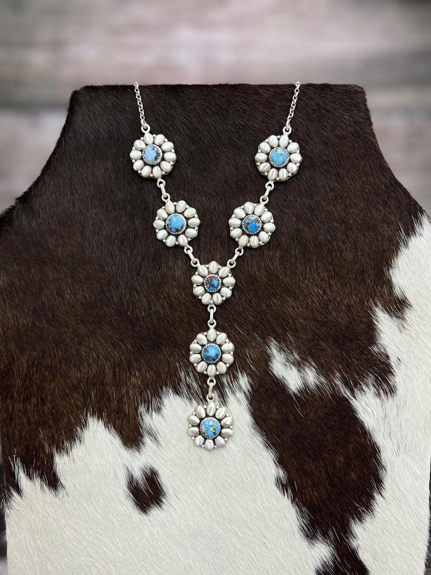 "Ball Collection" Handmade Sterling Silver Golden Hills Turquoise Necklace with Signed Nizhoni