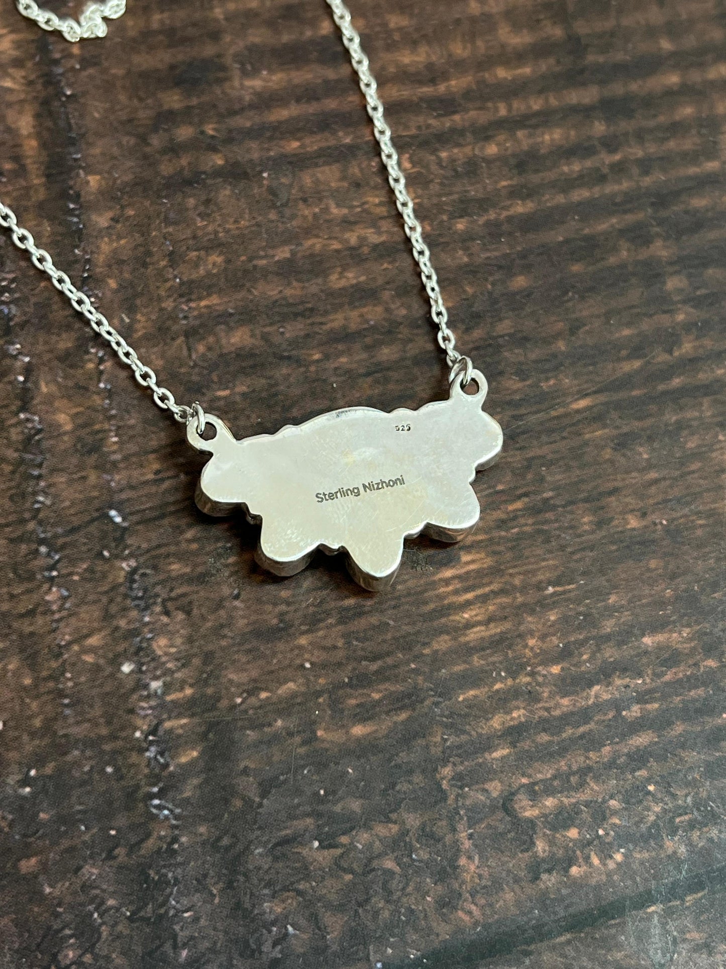 ** 4TH OF JULY ** Handmade Sterling Silver Synthetic Opal Necklace with Signed Nizhoni