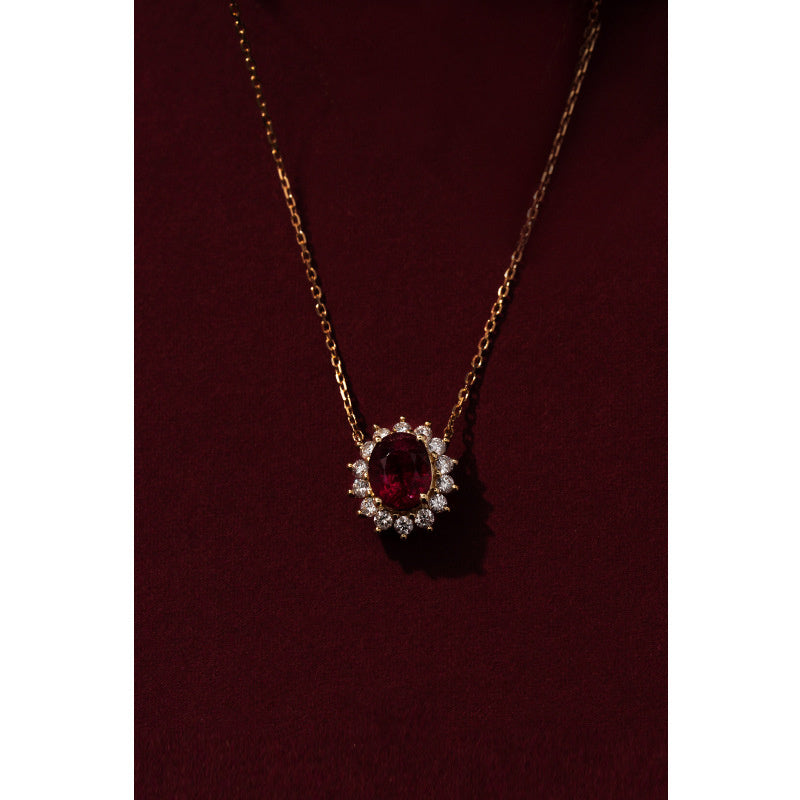 Women's Silver Plated 18K Gold Ruby Necklace