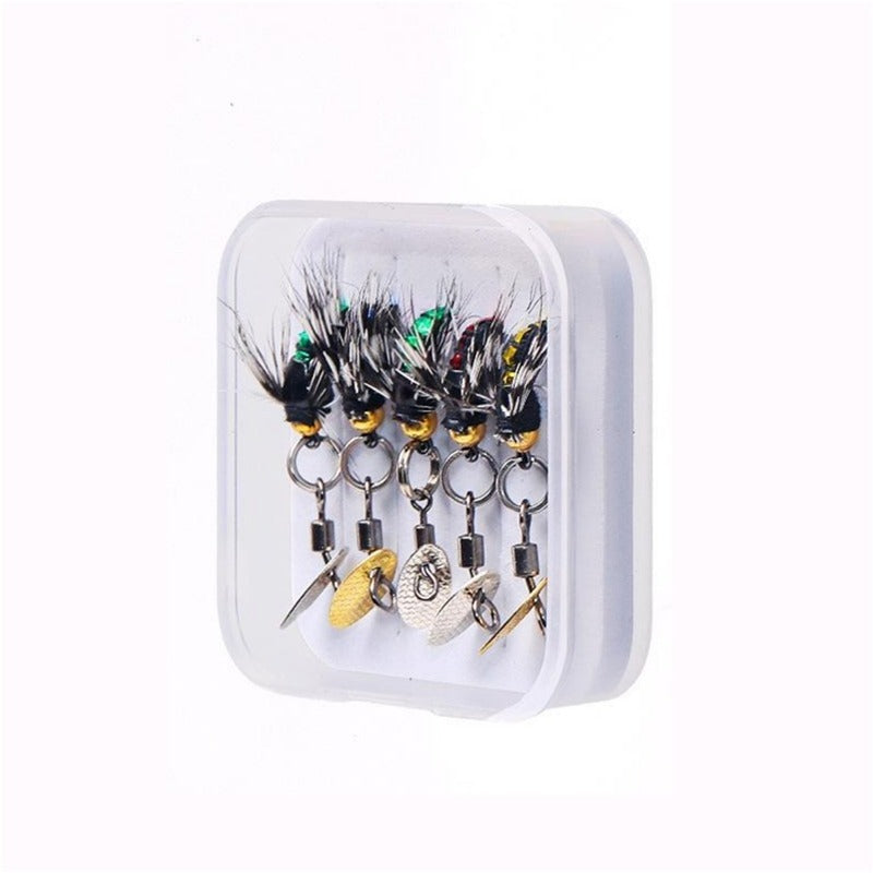 Bionic Poisonous Mosquito Hook 5 Pieces Flying Spinning Sequins Fishing Set Micro-object