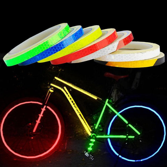 1PC Car Styling Reflective Stripe Tape Motorcycle Bike Body Rim Wheel Stripe Tape Stickers Decorative Reflective Wheel Rim Stripe Decal Sticker for Motorcycle Wheels Car Cycling Bike Bicycle Night Safety Decoration Stripe Universal Blue Red Yellow