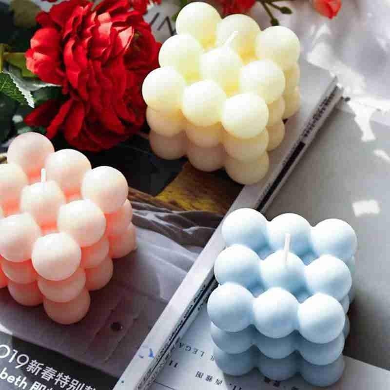 1pc Cube Wax Fragrance Candle Bougie Rose Scented Candles Cute Wax Candles Cube Scented Candle Handmade Decorative Candle Hand Poured Scented Candle Home Decor Candle for Bedroom Aesthetic  Home Geometric Decoration Cube Wax Fragrance Candle