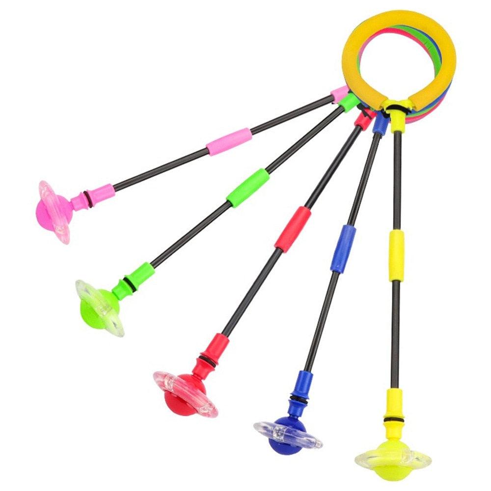 1PC Portable Folding Glowing Bouncing Balls One Foot Flashing Jumping Rope Ball Kids Toys Ankle Skip Ball Adult Fitness Training Flashing Jumping Ring Children Colorful Ankle Skip Jump Ropes Sports Swing Ball For Kids Boys Girls Toy