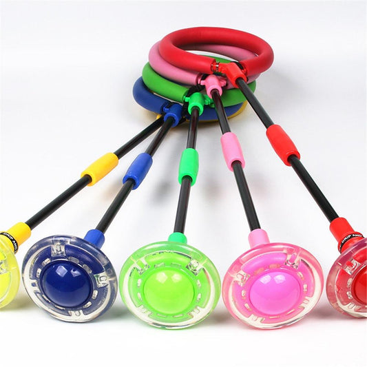1PC Portable Folding Glowing Bouncing Balls One Foot Flashing Jumping Rope Ball Kids Toys Ankle Skip Ball Adult Fitness Training Flashing Jumping Ring Children Colorful Ankle Skip Jump Ropes Sports Swing Ball For Kids Boys Girls Toy