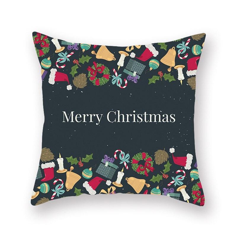 1Pcs Blue Christmas Tree Deer Santa Claus Pattern Polyester Cushion Cover Merry Christmas Throw Cushion Covers Tree Reindeer Star Pillow Case For Party Home Decoration Decorative Sofa Home Decor Pillowcover 45x45cm