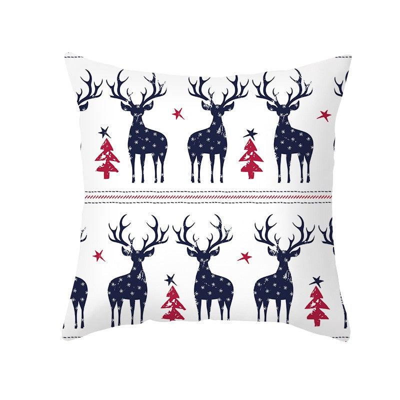 1Pcs Happy New Year Christmas Decorations Pillows Cover Merry Christmas Throw Cushion Covers Tree Reindeer Star Pillow Case For Party Home Decoration 45x45CM