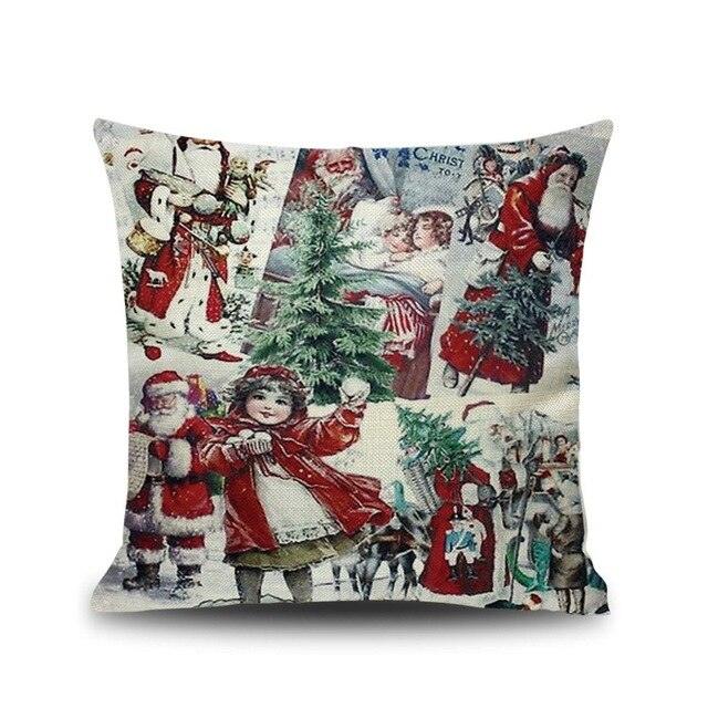 1Pcs Happy New Year Christmas Decorations Pillows Cover Merry Christmas Throw Cushion Covers Tree Reindeer Star Pillow Case For Party Home Decoration 45x45CM