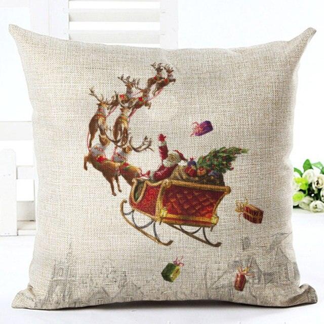 1Pcs Happy New Year Christmas Decorations Pillows Cover Merry Christmas Throw Cushion Covers Tree Reindeer Star Pillow Case For Party Home Decoration 45x45CM