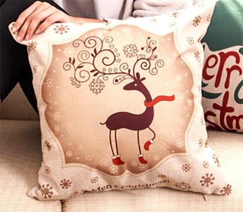1Pcs Happy New Year Christmas Decorations Pillows Cover Merry Christmas Throw Cushion Covers Tree Reindeer Star Pillow Case For Party Home Decoration 45x45CM
