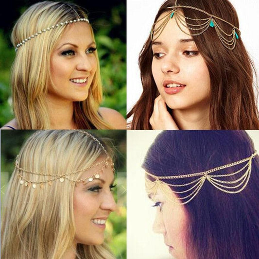 1pcs Vintage Faux Crystal Pearl Tiara Drop Bridal Headband Wedding Hair Accessories Crown Hair Band for Bride and Bridesmaids