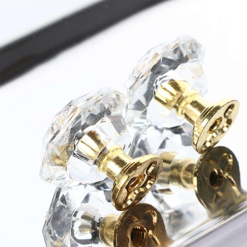 2 pcs Crystal Knobs Cupboard Drawer Pull Handle Door Knob Diamond Shape Cabinet Knob Home Furniture Accessories Dresser Knobs For Kitchen Furniture Kids Room Cabinet Knobs
