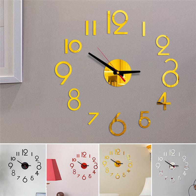 20 Inch Wall Clock Round Style Number Coffee Tea Cup Modern Large Silent Wall Stickers for Hall and Bedroom Home Decorations Arabic Numeral Wall Clocks Acrylic Mirror Stickers/Home Decor Design Acrylic Wall Clock Stickers Home Living Room Decoration